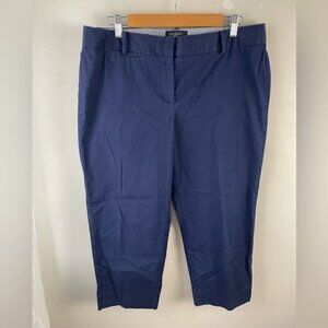 Talbots Pants Womens 14P Blue Capri Chelsea Cropped Stretch Chino Career
